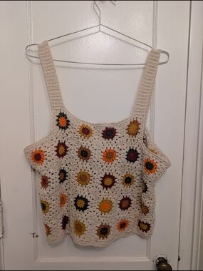Granny Squares Crochet Daisy Festival Tank Top